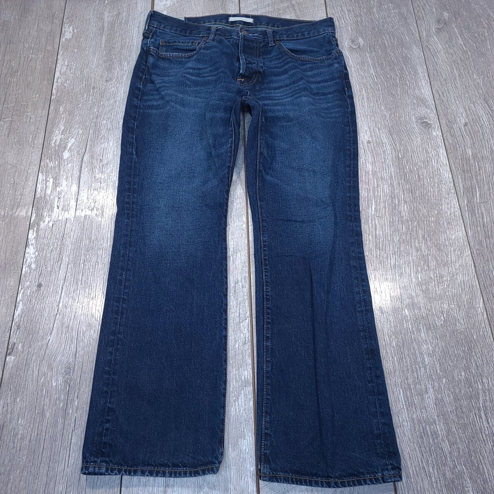 Abercrombie & Fitch Bootcut Jeans Mens 32x30 Dark Wash Blue Denim Button Fly